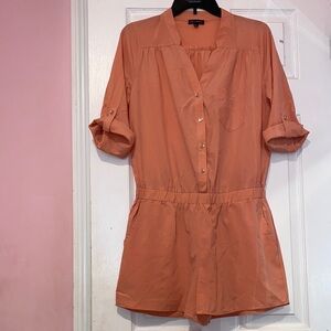 Coral Button-Up Romper
